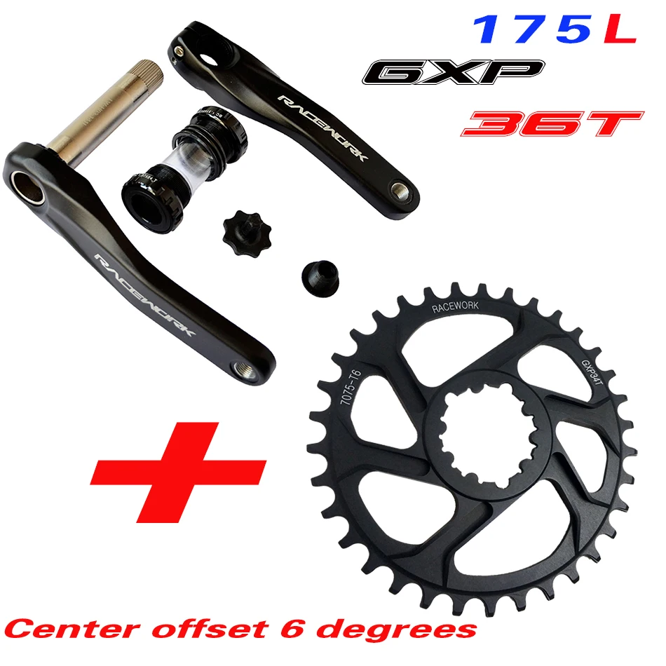 GXP36T 6degrees Fahrrad kurbel гоночный велосипед MTB GXP Kurbel алюминиевый легиер Mit Boden Kurbel 170 crank platte rot 32 T 34 T 36 T 38 T - Цвет: GXP36T 6degrees
