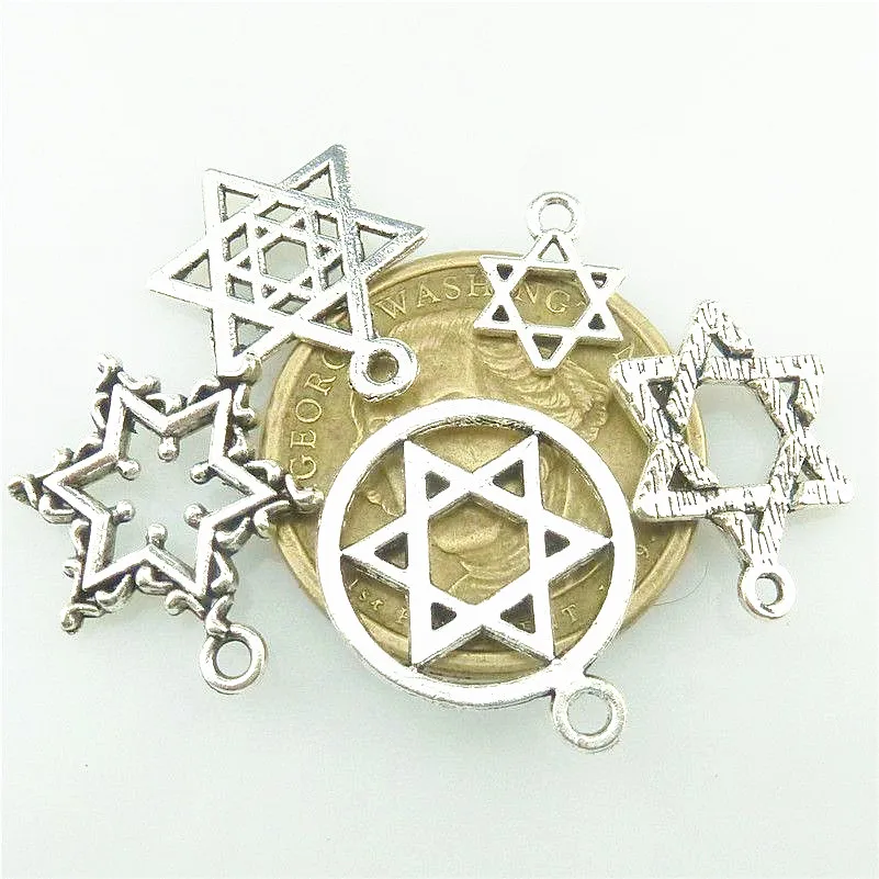5 шт./лот подвески из сплава шестигранный Давид звезды шестиконечная звезда