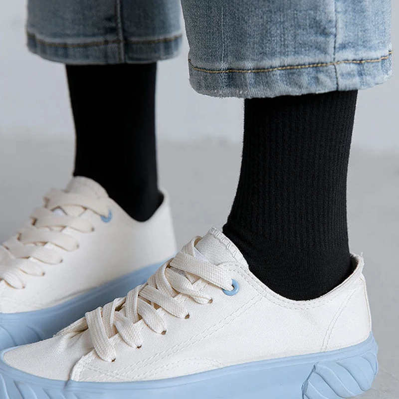 Носки мужские/женские однотонные черные/белые 10 пар/Лот | Мужская одежда