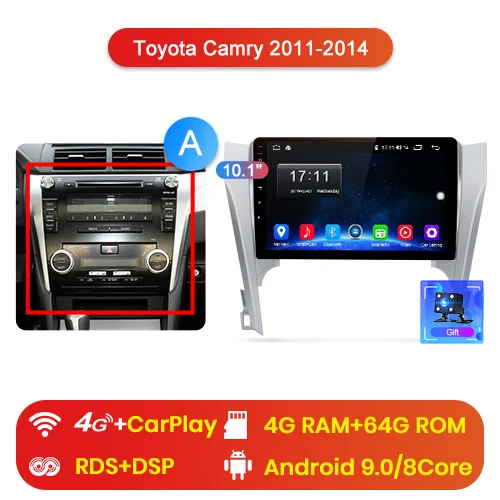 4-64GB for 4G Junsun V1 pro 4G+ 64G CarPlay DSP Android 8,1 автомобильный Радио Мультимедиа стерео плеер gps для Toyota Camry 8 50 55 2011- 2Din DVD - Цвет: 4-64GB for 4G