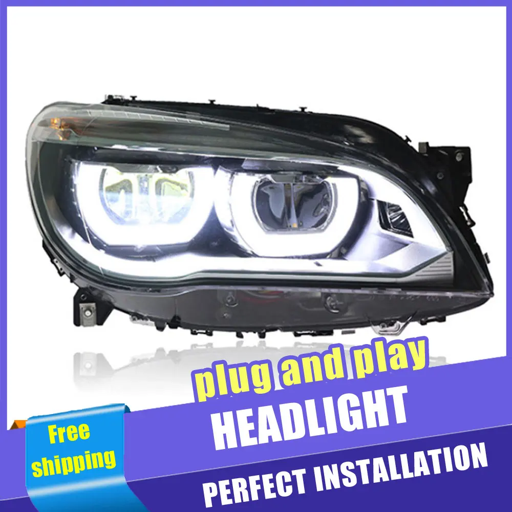 

2PCS Car Style LED headlight for BMW 7 series 2009-2015 for 740 head lamp LED DRL Lens Double Beam H7 HID Xenon bi xenon lens