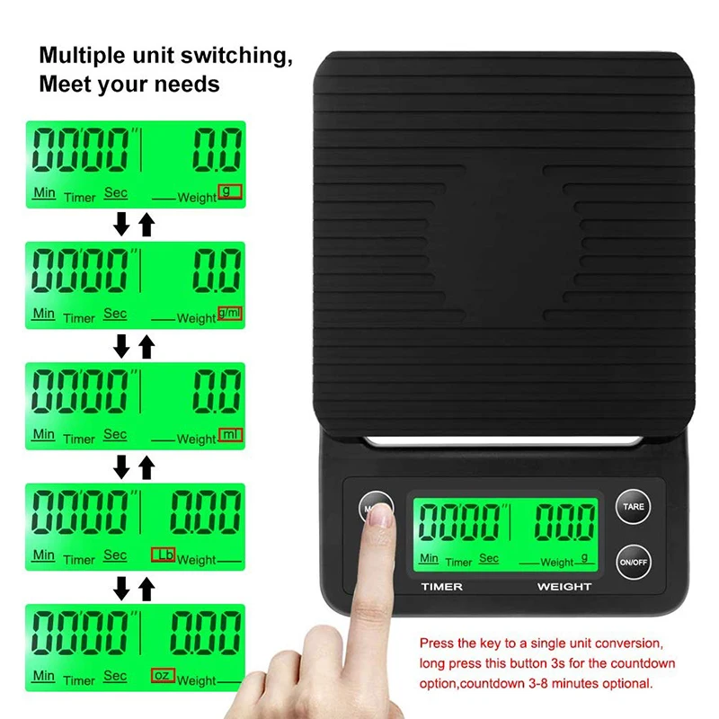 Кофе цифровые весы с таймером высокая точность Кухня Еда тары трёхосный