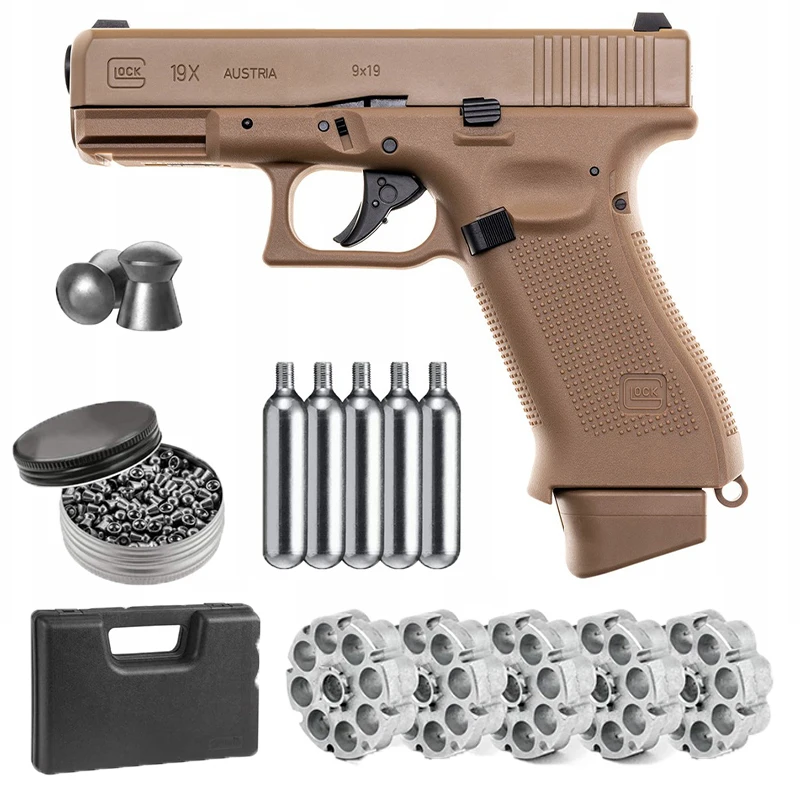 

Pistolet GBB Glock 19X CO2 espingarda de chumbinho+Co2 Bullets armas +500ct Lead Pellets Unzip Classic Home Deco Metal Wall Sign