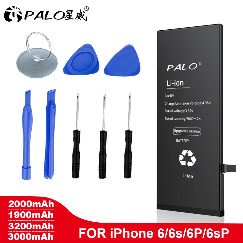 PALO, высокое качество, аккумулятор для Apple iPhone 6, 6 S, 6 Plus, 6S Plus, сменные батареи, реальная емкость, батарея, Бесплатные инструменты