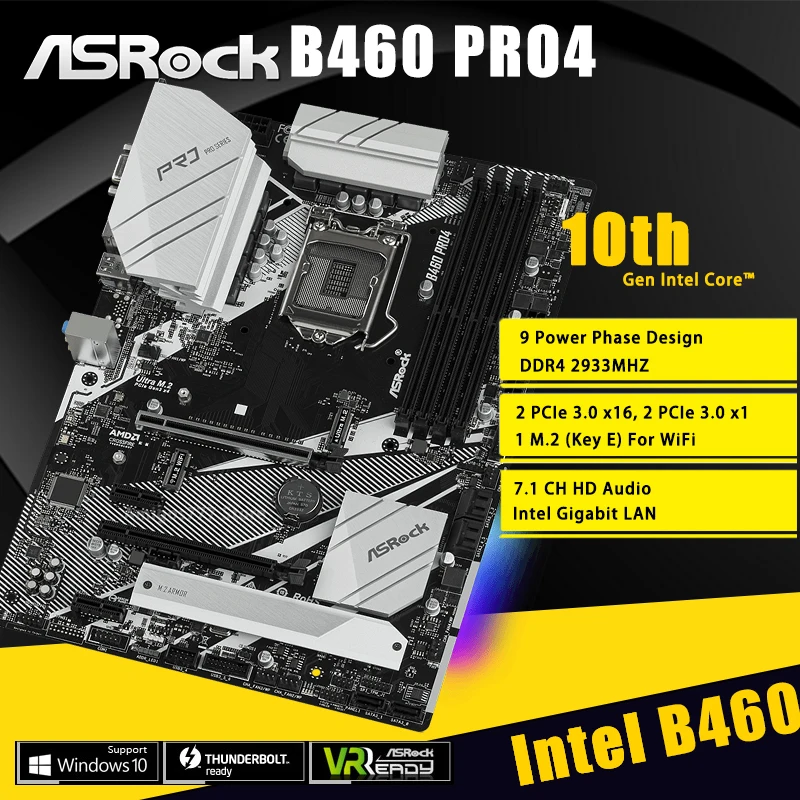 Verkauf ASRock B460 Pro4 Motherboard LGA 1200 DDR4 PCI-E 3,0 M.2 SATAIII HDMI-Kompatibel VGA Overlocking 128GB Desktop Placa-Mãe ATX NEUE