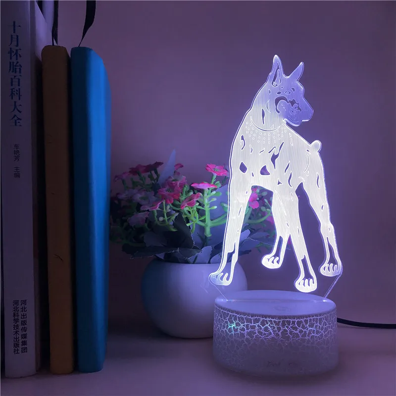 

LED Light Sensor NightLight 3D Dog Desk Lamp RGB Color Changing Atmosphere for Bar Hotel Room Party Decor Kids Birthday Gift