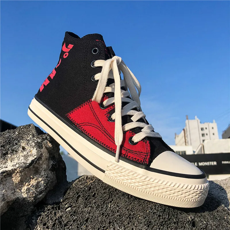 

2021 New Fashion High Top Canvas Shoes Breathable Youth Easy Matching Black Casual Shoes Outdoor Soft Sneakers Zapatillas Hombre