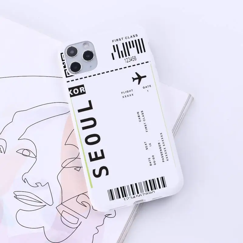 

AIR Tickets Travel Label Country Phone Case Candy Color for iPhone 6 7 8 11 12 s mini pro X XS XR MAX Plus