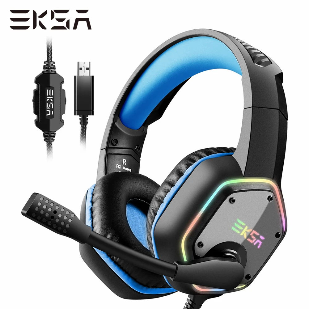 Игровая гарнитура EKSA Virtual 7 1 Surround игровая Проводная USB E1000 с микрофоном RGB для