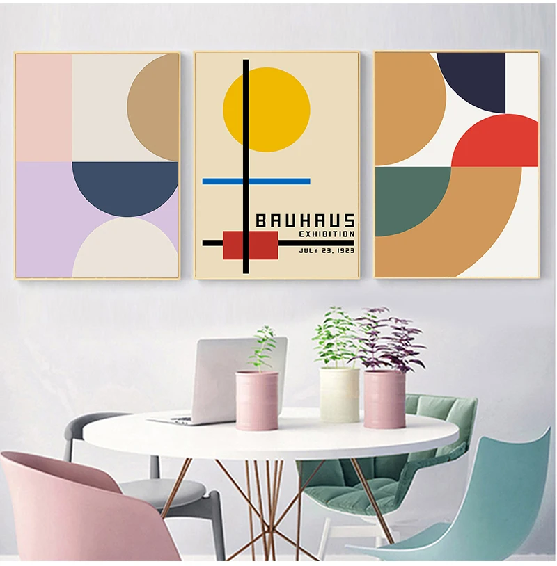 Скандинавский ретро постер с геометрическим узором абстрактная линия Картина на