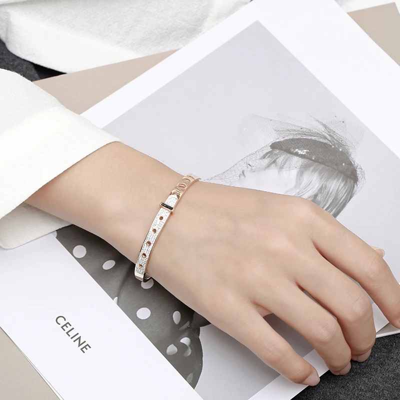 Модный женский браслет из нержавеющей стали с узором розового золота LOVE FOREVER