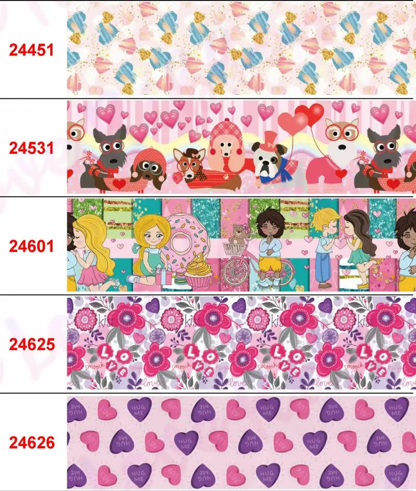 16 мм 75 День Святого Валентина Любовь Сердце Печатные корсаж/враг ленты