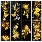 Алмазная 5D Вышивка Huacan, мозаика с цветами, набор сделай сам, полноформатная картина, квадратнаякруглая Роза, Бабочка, украшение для дома