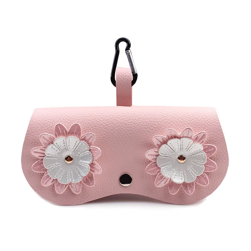 Милый чехол с цветами для солнцезащитных очков Чехол из искусственной кожи зажим