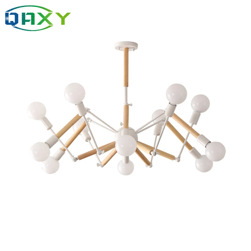 

Nordic White Metal/Wooden Chandelier E27 110v-240v Led Chandeliers With 6/8/12 Heads Suspension Luminaire Hanging Lamp[DU2208]