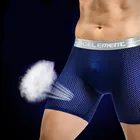 Трусы-боксеры мужские сетчатые, дышащие трусы-шорты, однотонное нижнее белье для геев