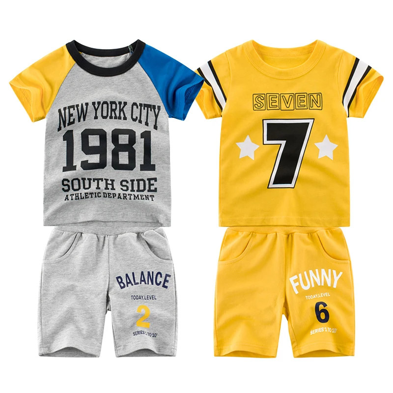 

HH Boys Clothing Sets Summer Kids Clothes Set 100% Cotton T-shirt+Shorts Baby Boys Suit Children's Clothing Sportwear For Teens