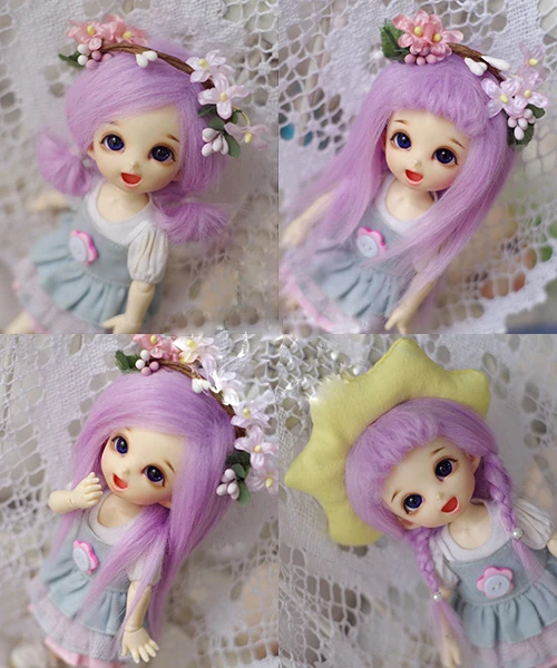 

BJD Doll Fur Wig for 1/8 1/12 BJD doll XAGA PUKIFEE LATI purple long straight fur wigs