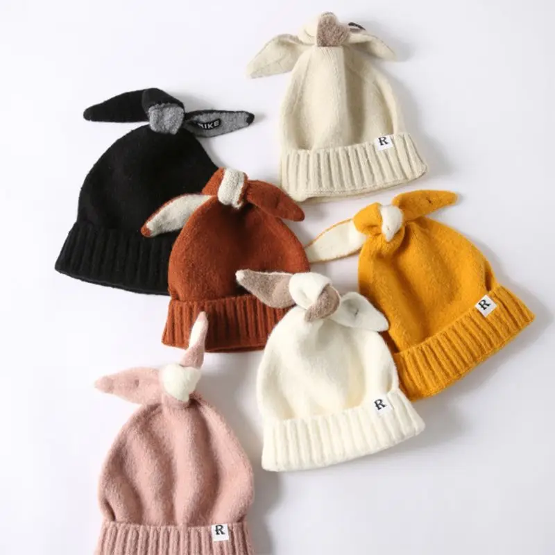 

2019 Kids Girl&Boy Baby Winter Warm Knitted Cute Rabbit Long Ear Beanie Hat 2019 Autumn Hats Cap