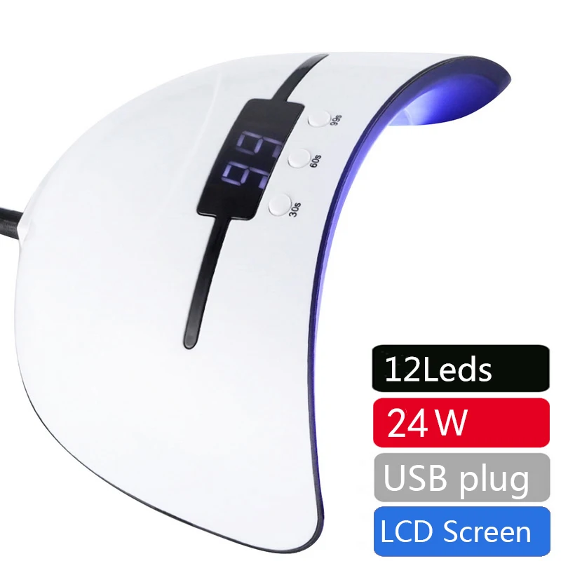 24 Вт лампа для ногтей лак Сушилка УФ гель красный/зеленый/синий 12 светодиодов