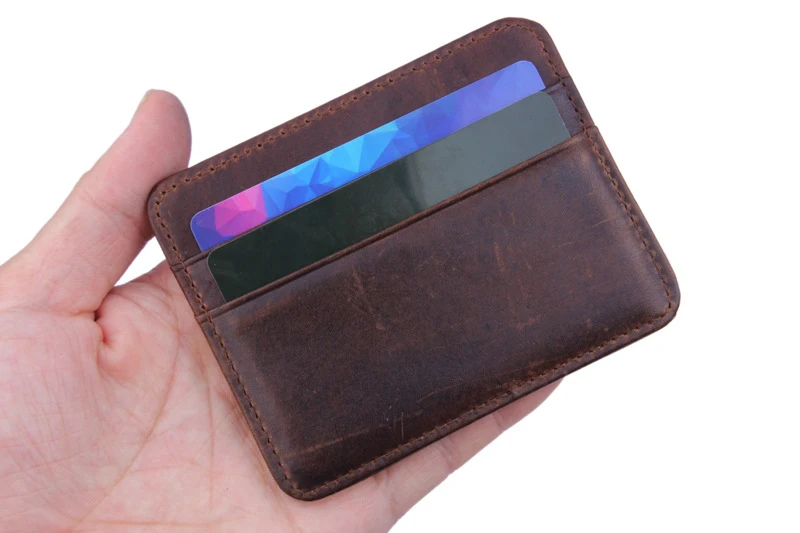 Чехол для кредитных карт из натуральной кожи, мужской тонкий мини карточный кошелек, тонкий мужской кошелек для визитных карточек, дешевый