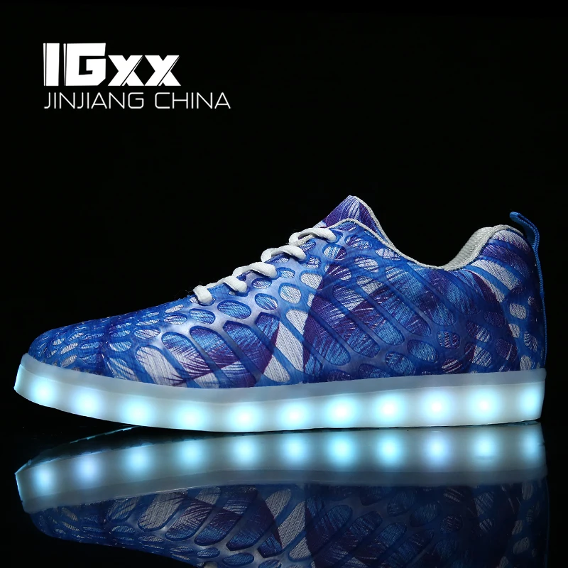 

IGxx LED Shoes Light For Men Flower LED Light up Sneakers USB Recharging LED Shoes Women Glowing Luminous Flashing Shoes Kids