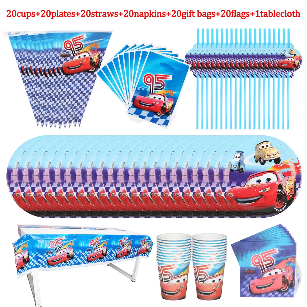 

Disney Lightning McQueen Cars Paper Plates Cups Party Supplies Disposable Tableware Set Birthday Decor Kids Like's Gifts 121Pcs