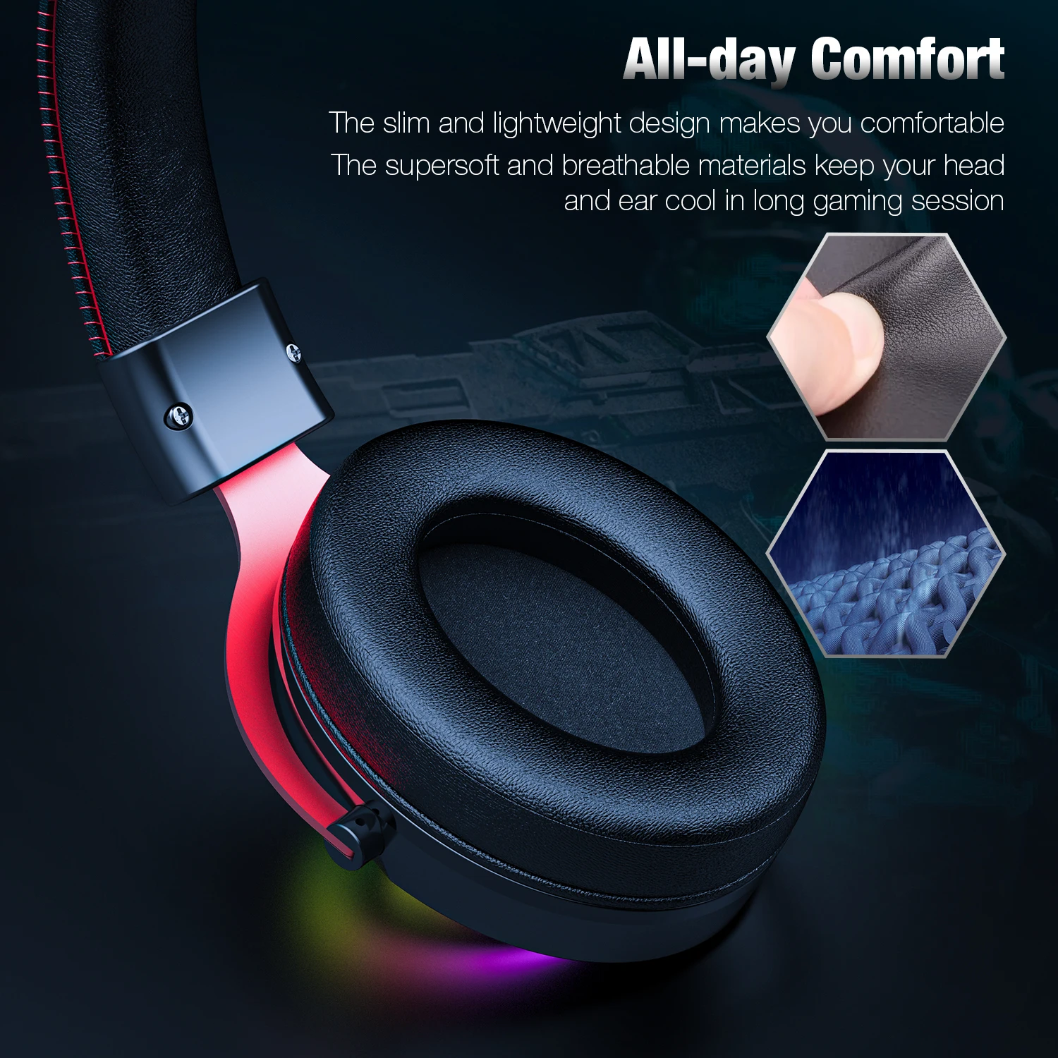 

ONIKUMA X10 50mm Large-diameter Headphones with Microphone For Gamer Earphones LED Backlit Gaming Headsets For PC PS4 Xbox