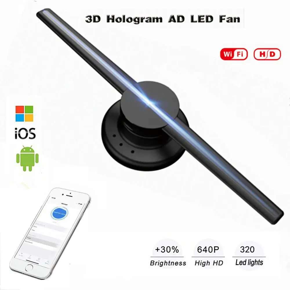 85 265 в 42 см Голограмма вентилятор свет с wifi управлением 3D рекламный дисплей