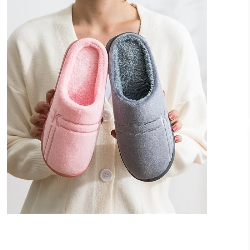 

Домашние тапочки на плоской подошве для мужчин и женщин, теплые хлопковые тапочки, Повседневная Удобная простая обувь, Осень-зима