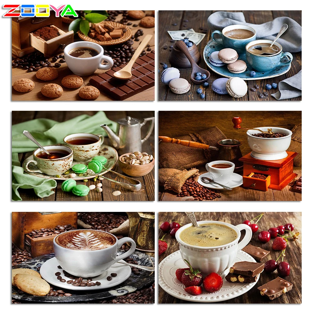 Кофейная чашка узор алмазная вышивка рукоделие живопись крестиком полная стразы