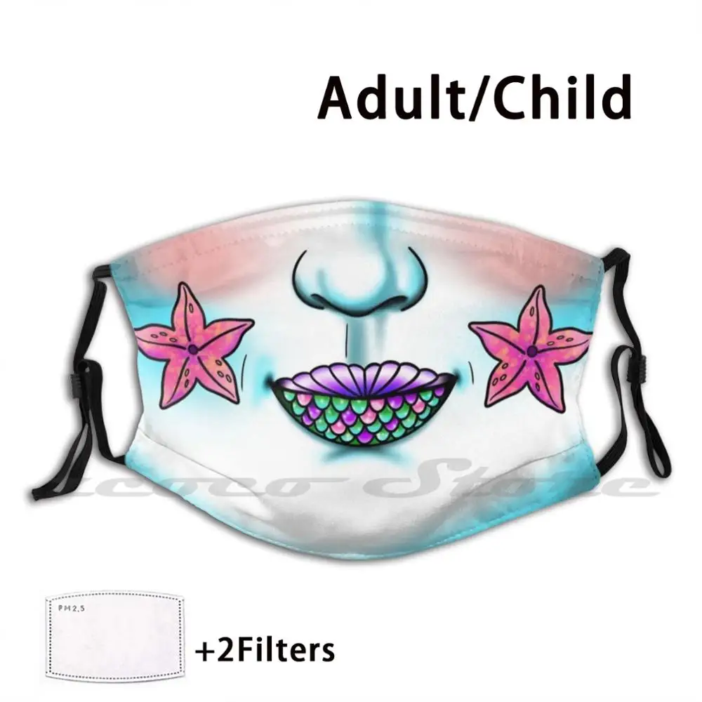 

Mermask Mask DIY Washable Filter Pm2.5 Mouth Trending Mermaid Makeup Girlie Cute Beach Ocean Pretty Lips Safety Starfish Scales