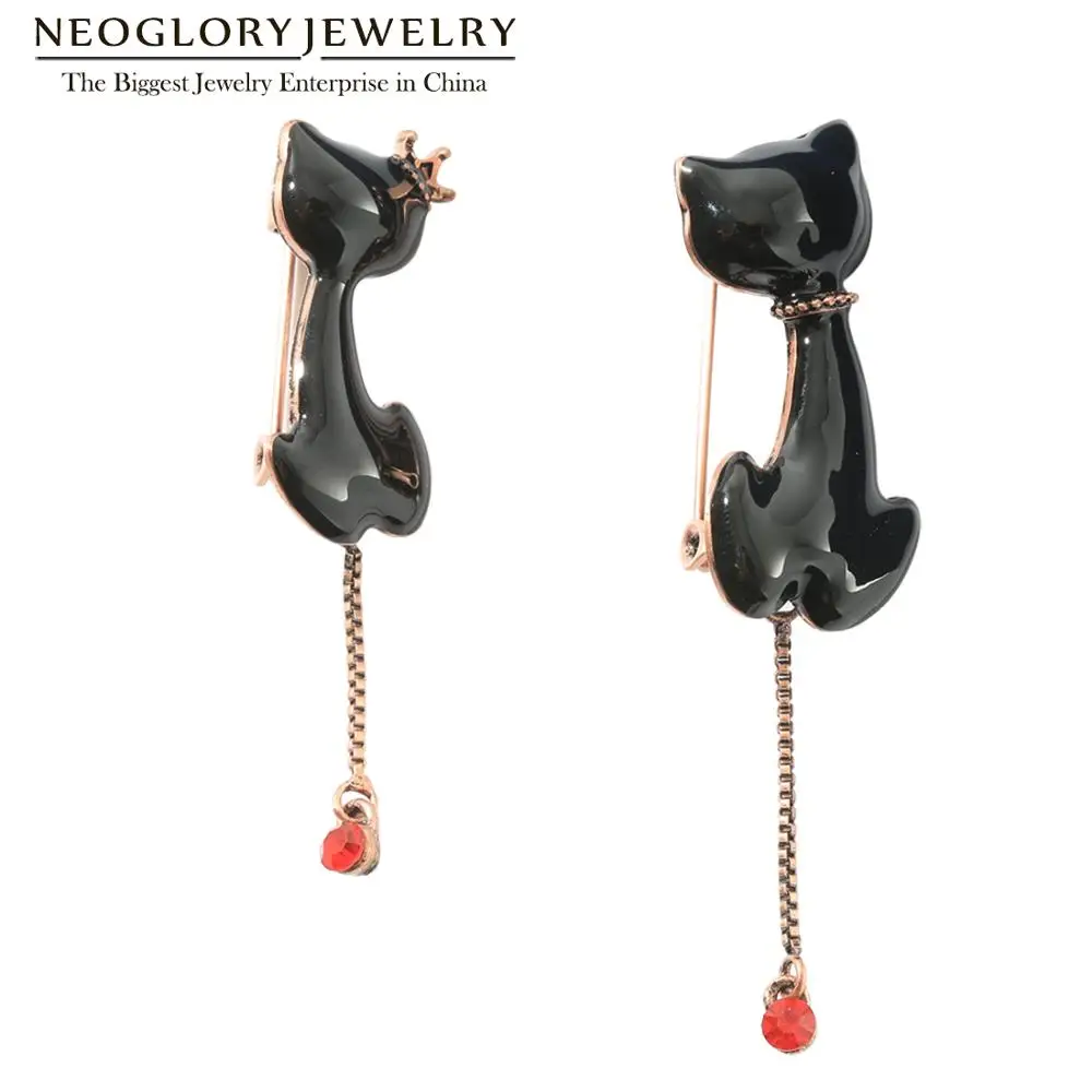Neoglory милые черные пары броши кошки таинственные и элегантные заколки аксессуары