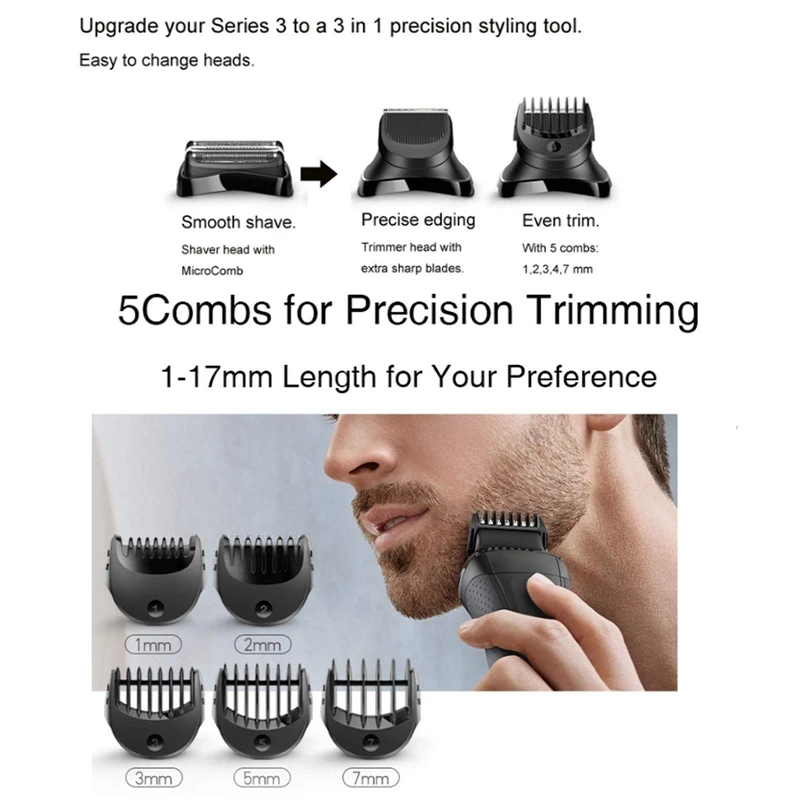 

For Braun Body Groomer Attachment For Series 3 Electric Razor Compatible With Electric Shavers BT32 300S 390CC 5774/5776