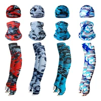 cycling face mask and arm sun protection cap 3 in 1 sets anti uv sleeves sports ice silk breathable summer men women 15 colour