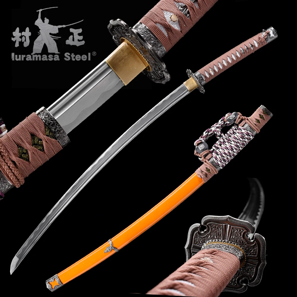 

Handmade Japanese Tachi Catana Espada 1045 Carbon Steel Full Tang Sharp Ready-41 Inch-Traditional Swords-Yellow