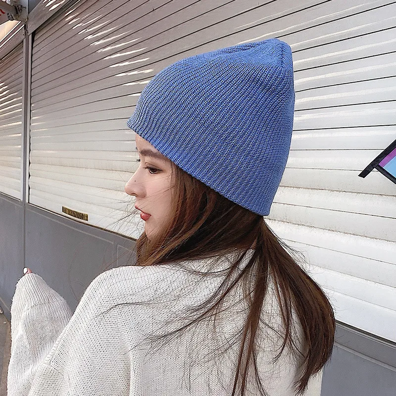 

Hat Women's Trendy Autumn and Winter Knitted Woolen Cap Winter Warm Fashion Brand Korean Men's Skullcap Hip Hop Beanie Hat