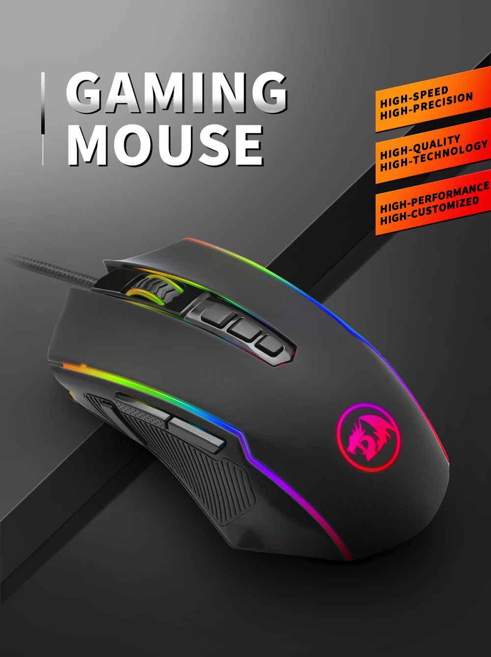 

Ranger M910 RGB USB Gaming Mouse Wired 12400 DPI 10 Buttons Ergonomic For Desktop Computer Programmable Mice PC Gamer
