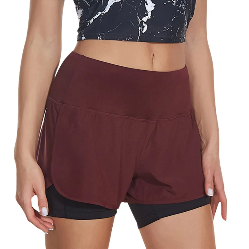 

Yoga Shorts Women Fitness Double Layered Spandex Elastic Running Workout Shorts Leggings for Ladies Gym Sport Short Pants 2021