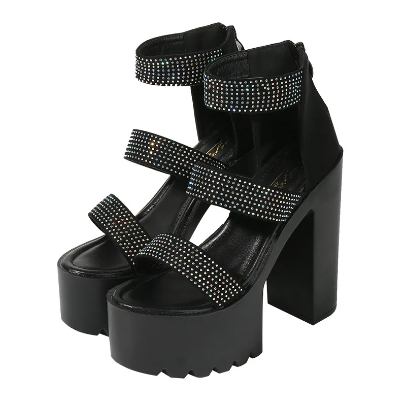 

2020 Summer New 14CM Super High Heel Women's Sandals Crude Heel Sexy High Heels Simple Elegant High Heel Sandals