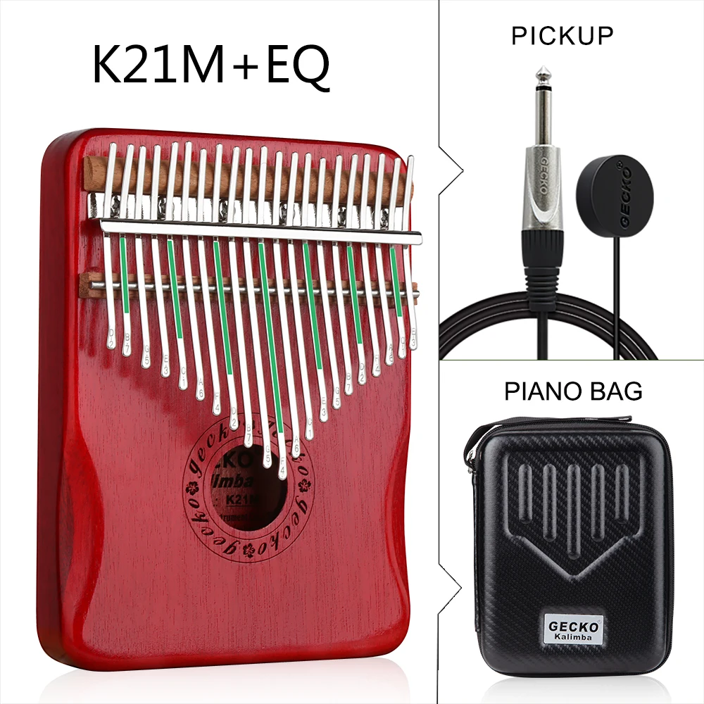 Пианино GECKO Kalimba 21 клавиша красное дерево большой палец музыкальный инструмент