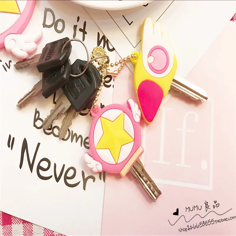 Anime Sailor Moon Keychain Cosplay Card Captor Sakura Keyring Girls Keychains Rubber Key Pendant Protective Case | Тематическая