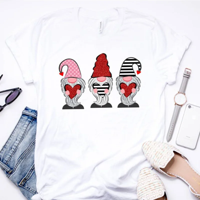 Санта Клаус Валентина принтовые тройники Для женщин Повседневное забавные