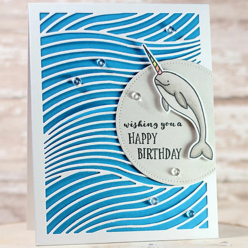 

2021 New Rectangle Frame Wave Stripe Background Metal Cutting Dies For DIY Craft Making Card Paper Album Scrapbooking No Stamps