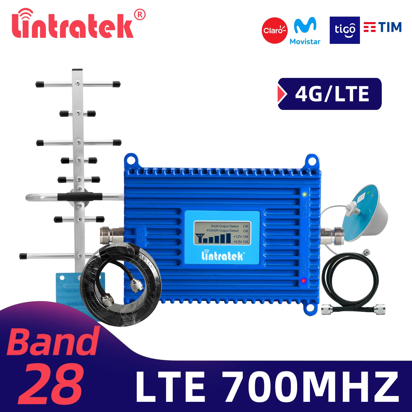 Lintratek LTE мобильный телефон усилитель сигнала 700 МГц полоса 28 4G B28 ALC