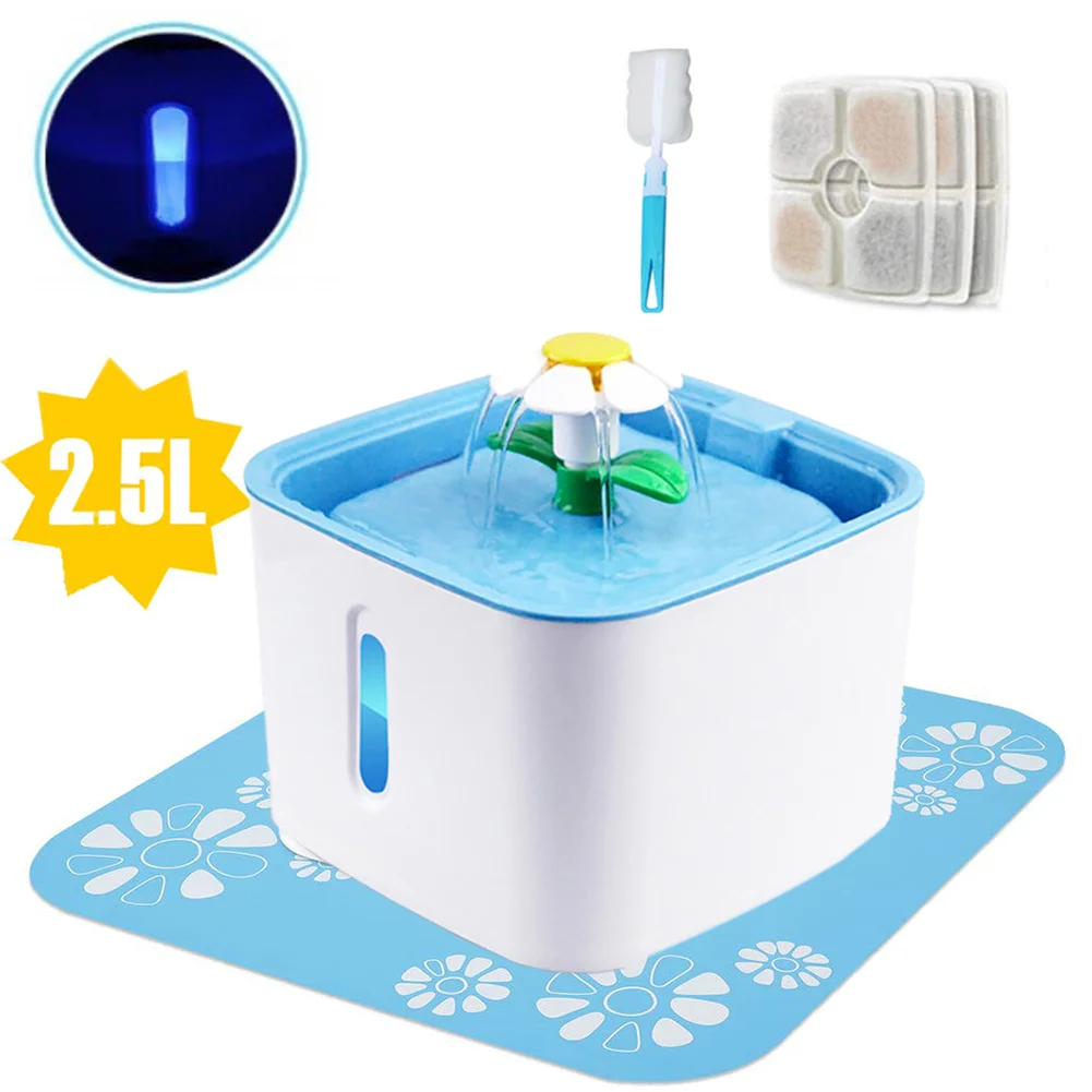 Автоматический фонтан для воды кошек 2 5 л кормушки собак со светодиодным