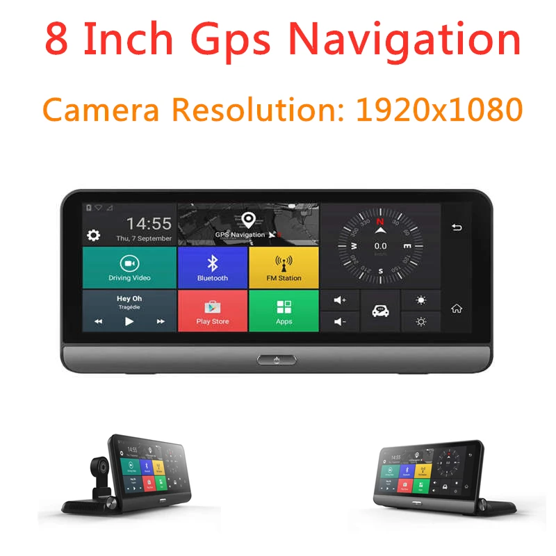 Складная Автомобильная Dvr 8 дюймов видеорегистратор Android 5,1 Gps навигация с двумя объективами камера s Авто рекордер Full Hd 1080P Автомобильный видеорегистратор для