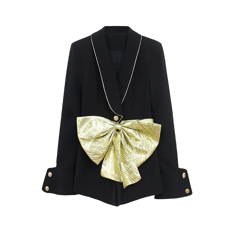 Женский короткий комбинезон с бантом на поясе модельный длинным рукавом