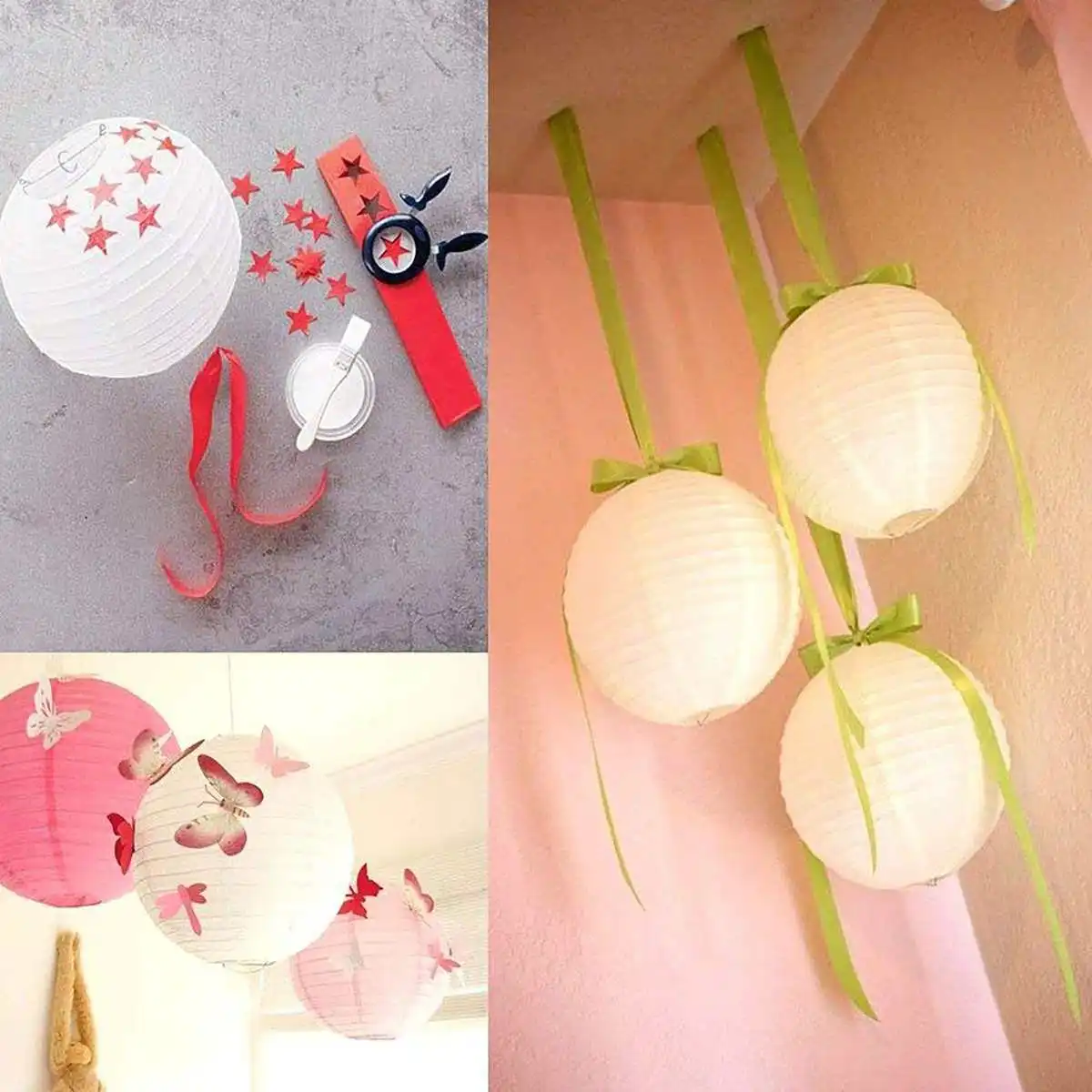 

15pcs/Lot 4-12 inch Mix Size Chinese Paper Ball Lampion Hanging White Wedding Decoration Paper Lanterns Lampshade Party Decor