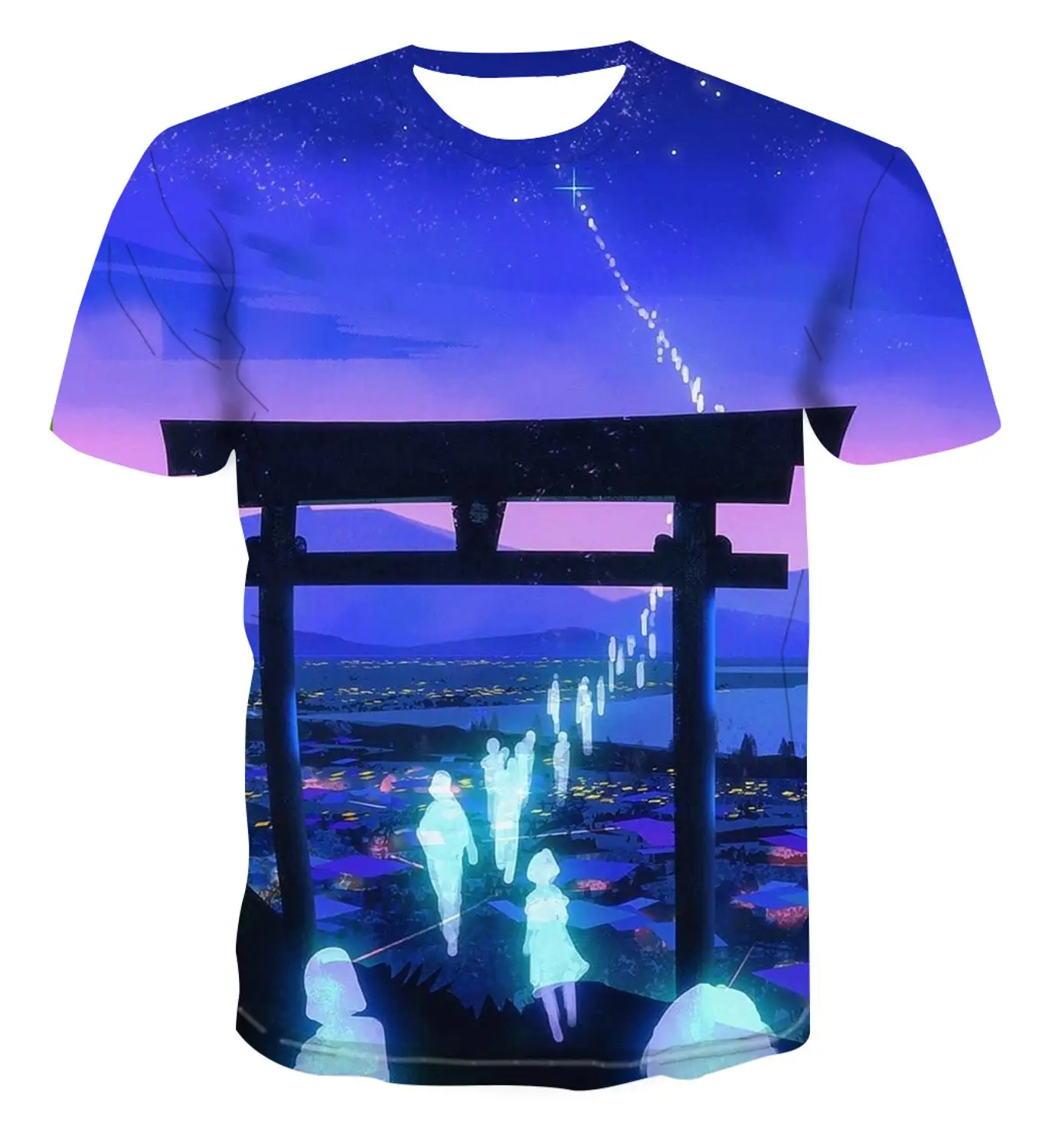 Anime 3d New Popular New Ghost / Landscape Creative Art Design Colorful Funny T-shirt for Men's Short Sleeve and Street Style